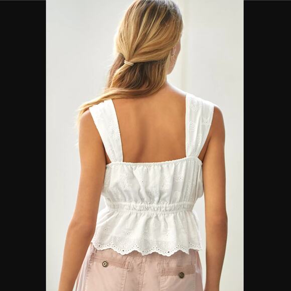 NWT Anthropologie Maeve White Cotton Eyelet Top - Large - Picture 4 of 9